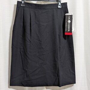 Sag Harbor A Line Midi Skirt Pleat Modest Librarian 14 Black Corporate Goth NWT